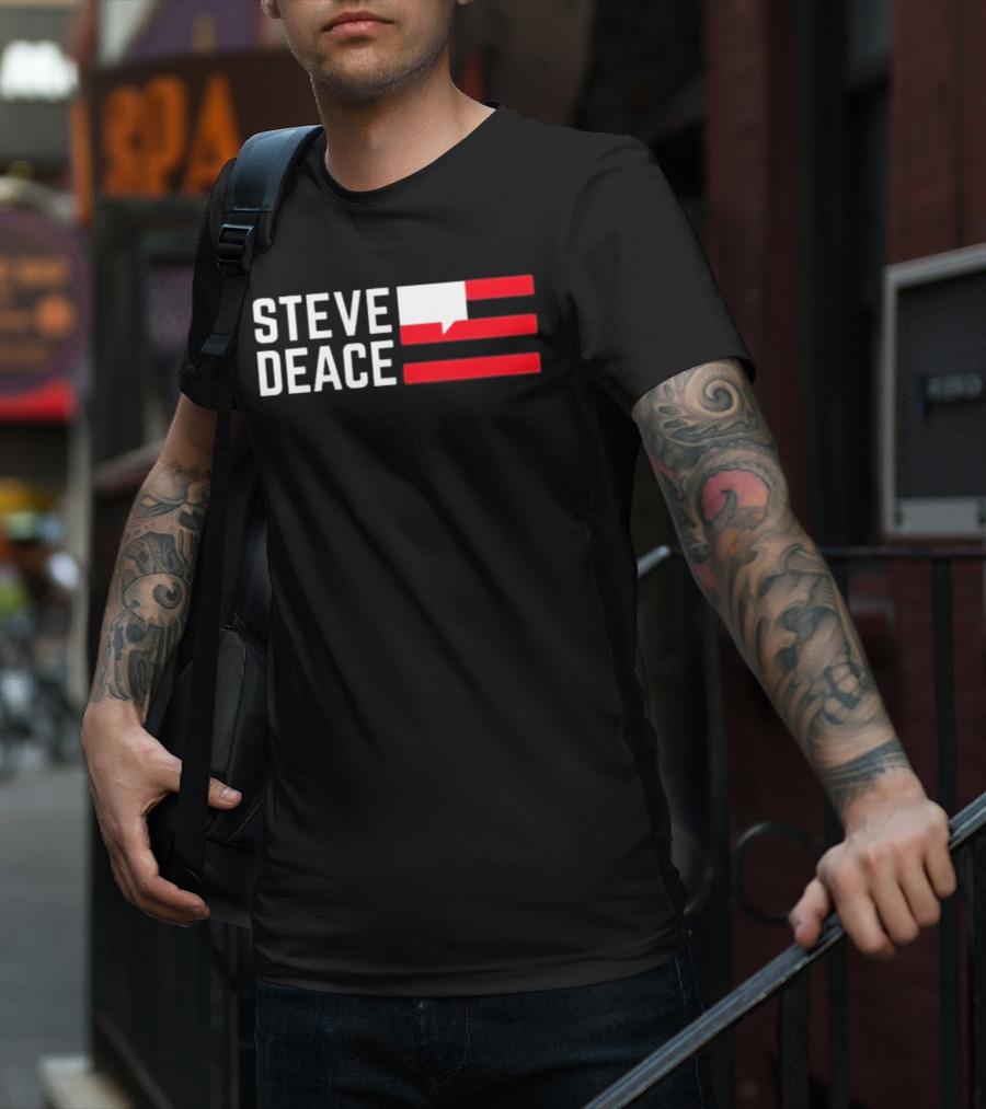 STEVE DEACE Red White Speech Bubble Stripes T-Shirt