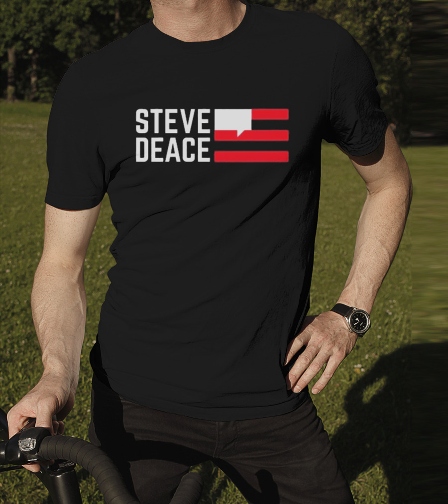 STEVE DEACE Red White Speech Bubble Stripes T-Shirt