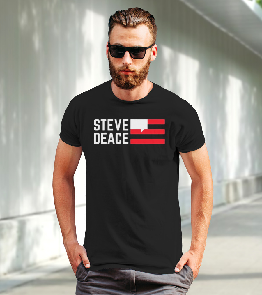 STEVE DEACE Red White Speech Bubble Stripes T-Shirt