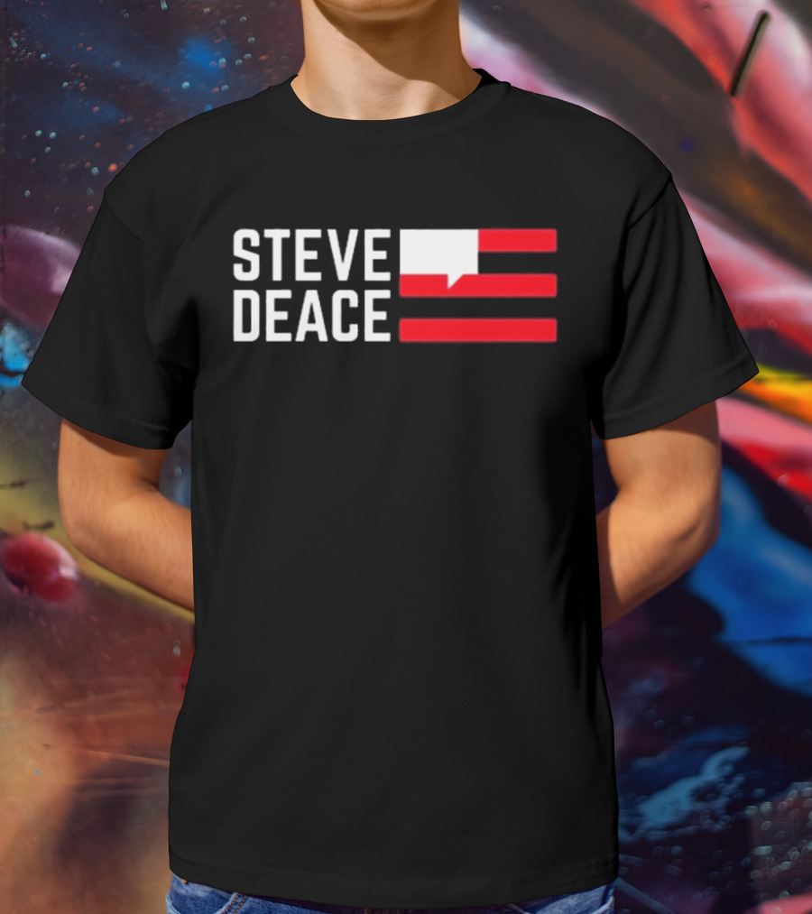 STEVE DEACE Red White Speech Bubble Stripes T-Shirt