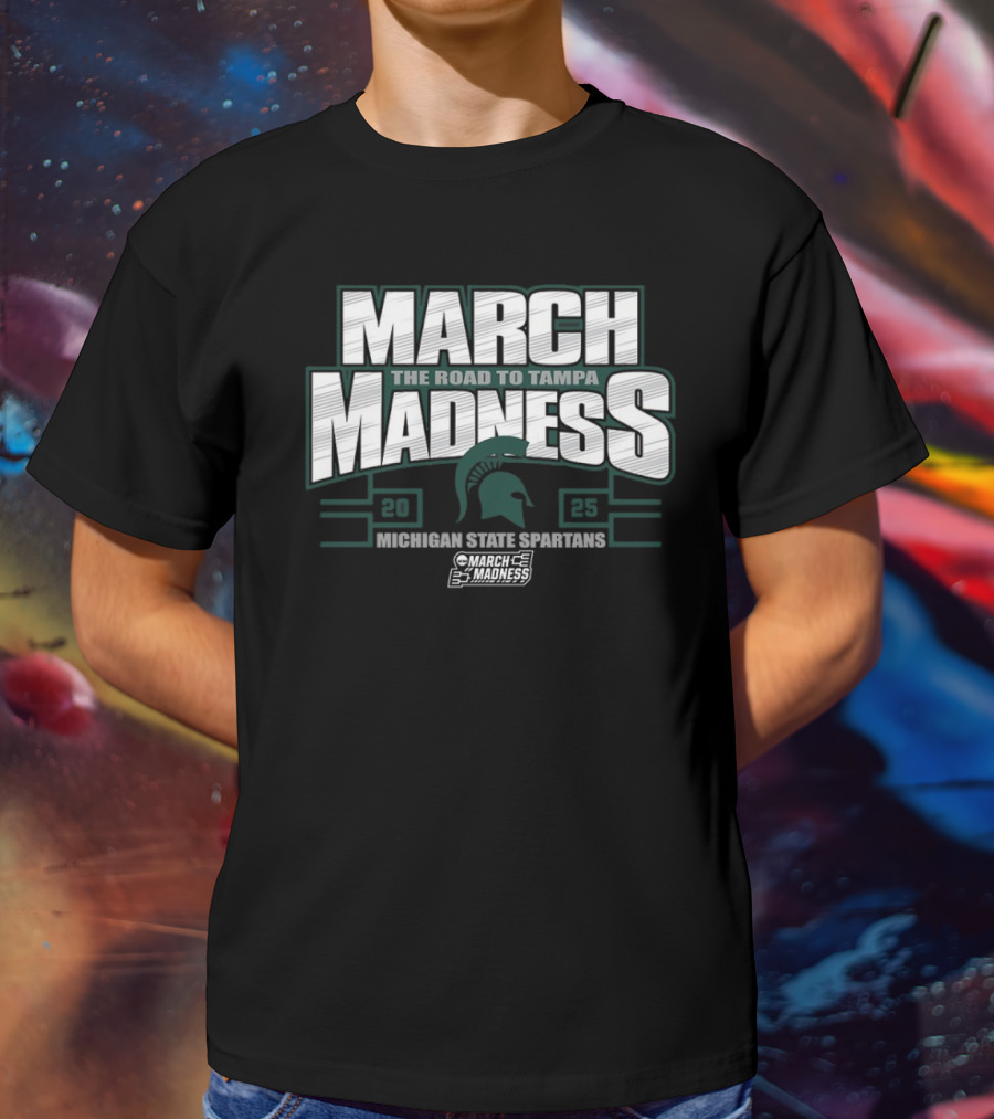 March Madness The Road To Tampa 2025 Michigan State Spartans NCAA Women's Basketball Tournament T-Shirt