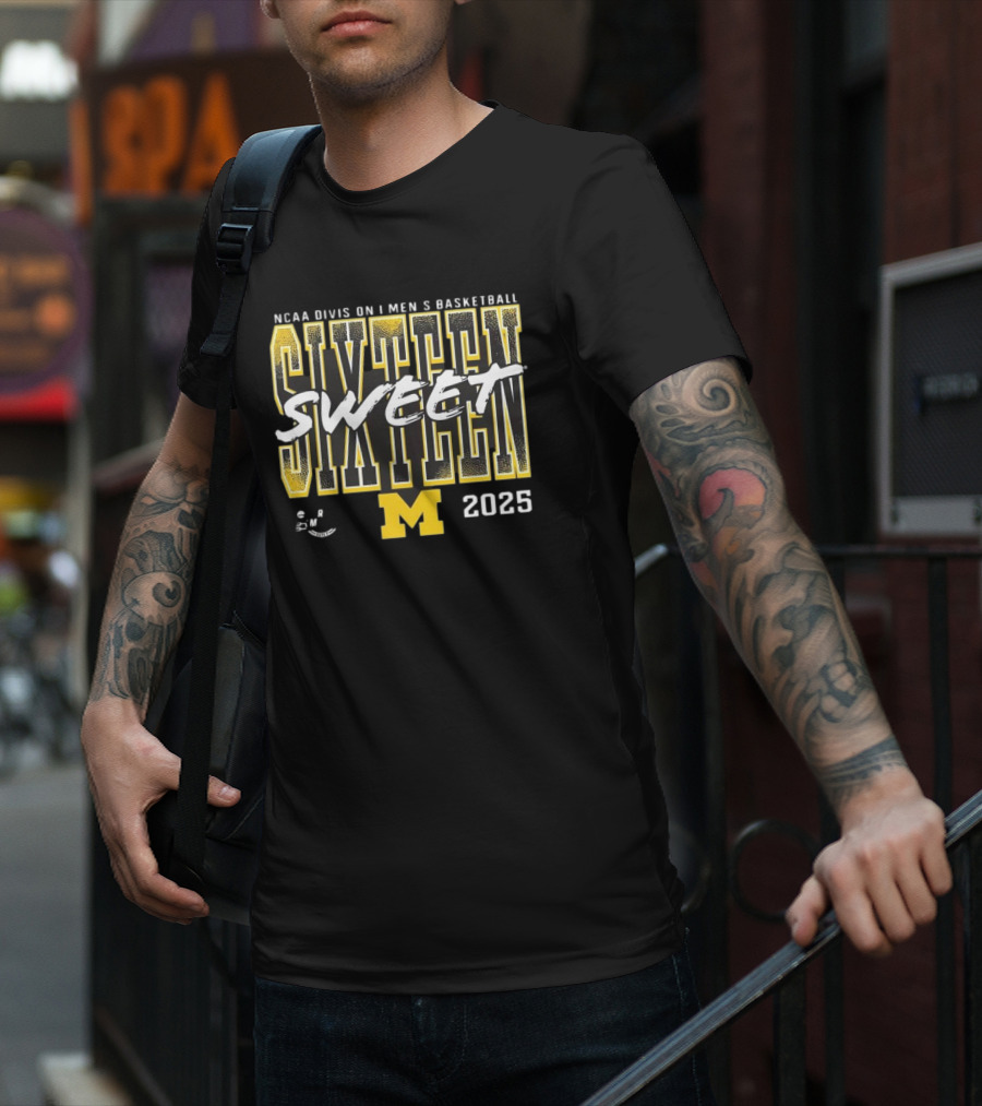 NCAA 2025 Michigan Wolverines Sweet Sixteen Basketball Tournament T-Shirt