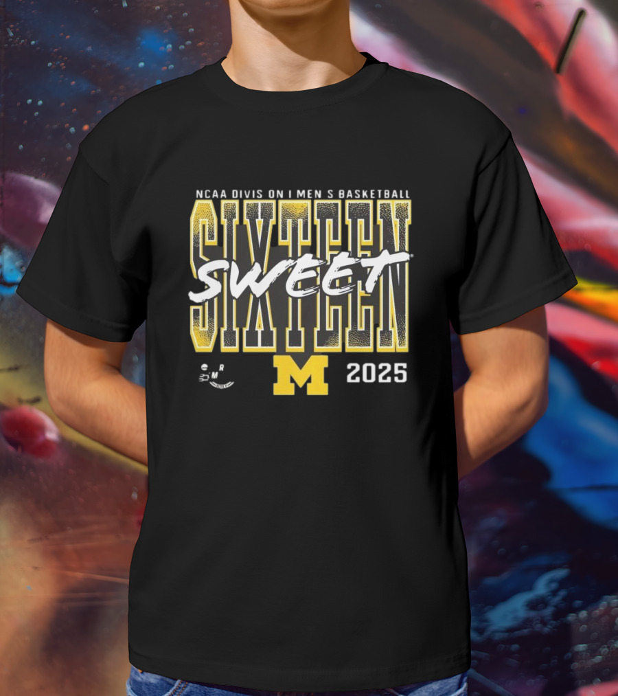 NCAA 2025 Michigan Wolverines Sweet Sixteen Basketball Tournament T-Shirt