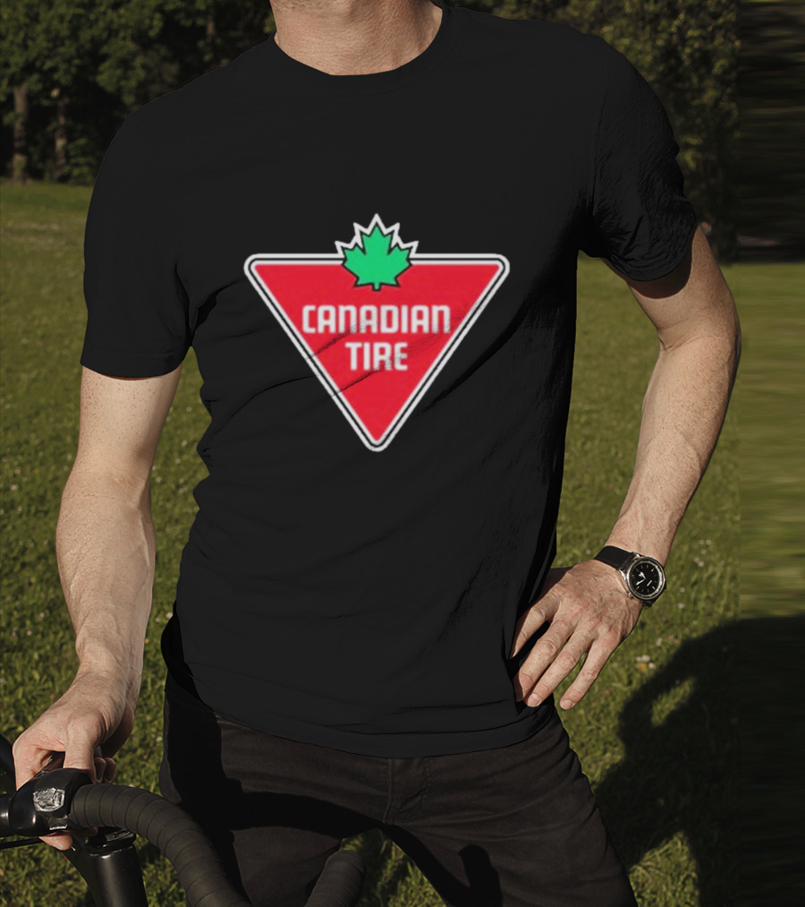Mike Myers Canadian Tire Logo Red Triangle With Green Maple Leaf T-Shirt