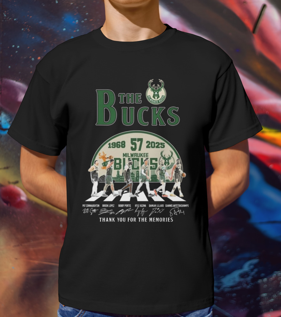 Milwaukee Bucks 57 Years 1968-2025 Thank You For The Memories T-Shirt