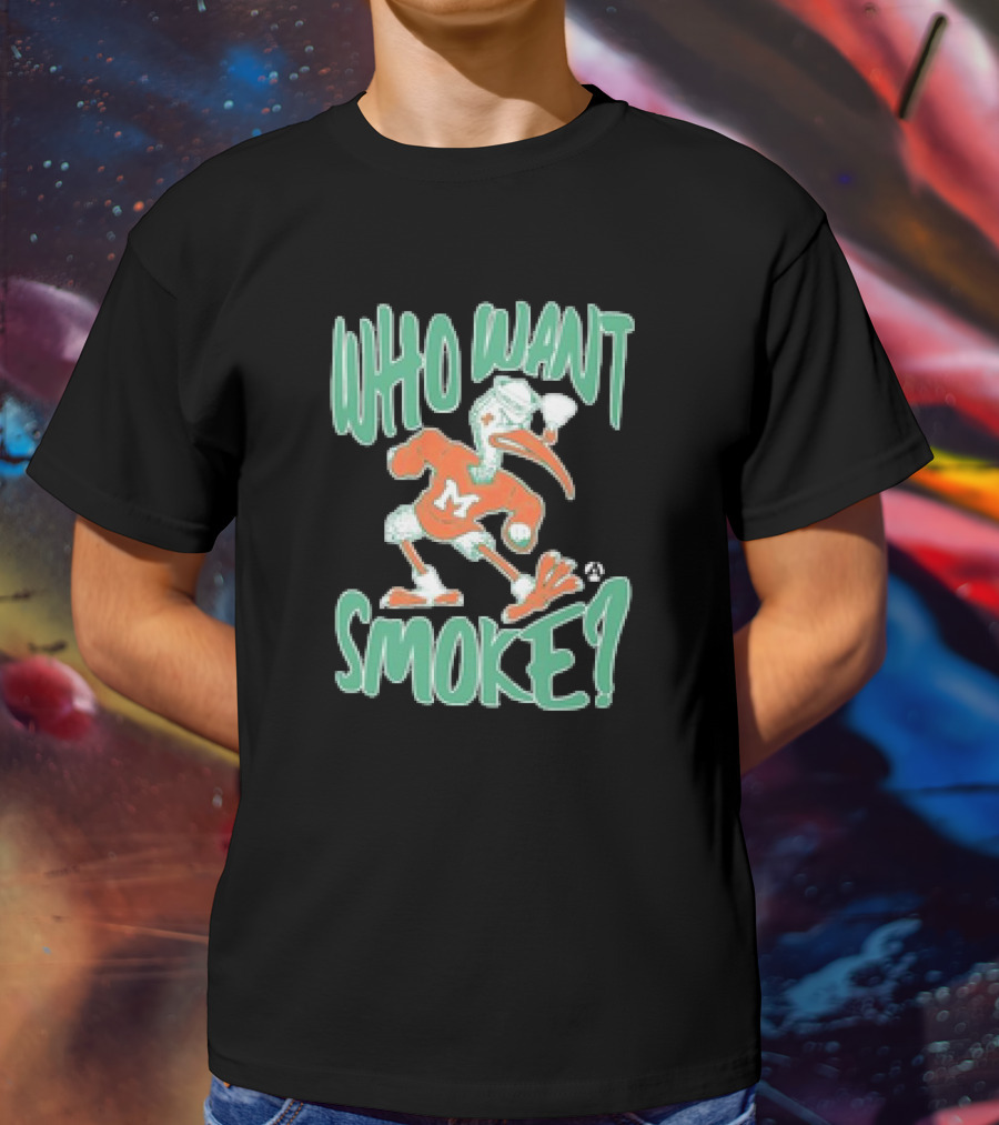 Miami Hurricanes Who Want Smoke Vintage Style Ibis Character T-Shirt