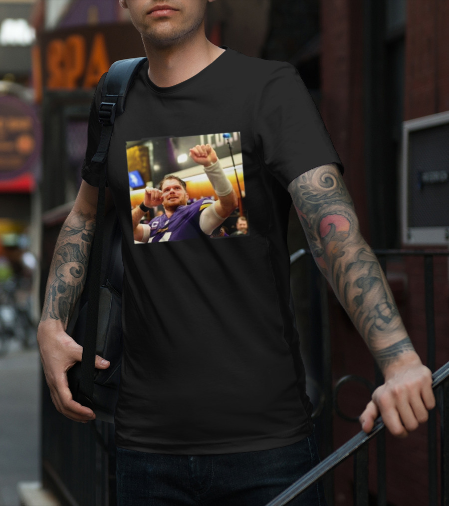 Minnesota Vikings Locker Room Celebration NFL Sam Darnold Insight T-Shirt
