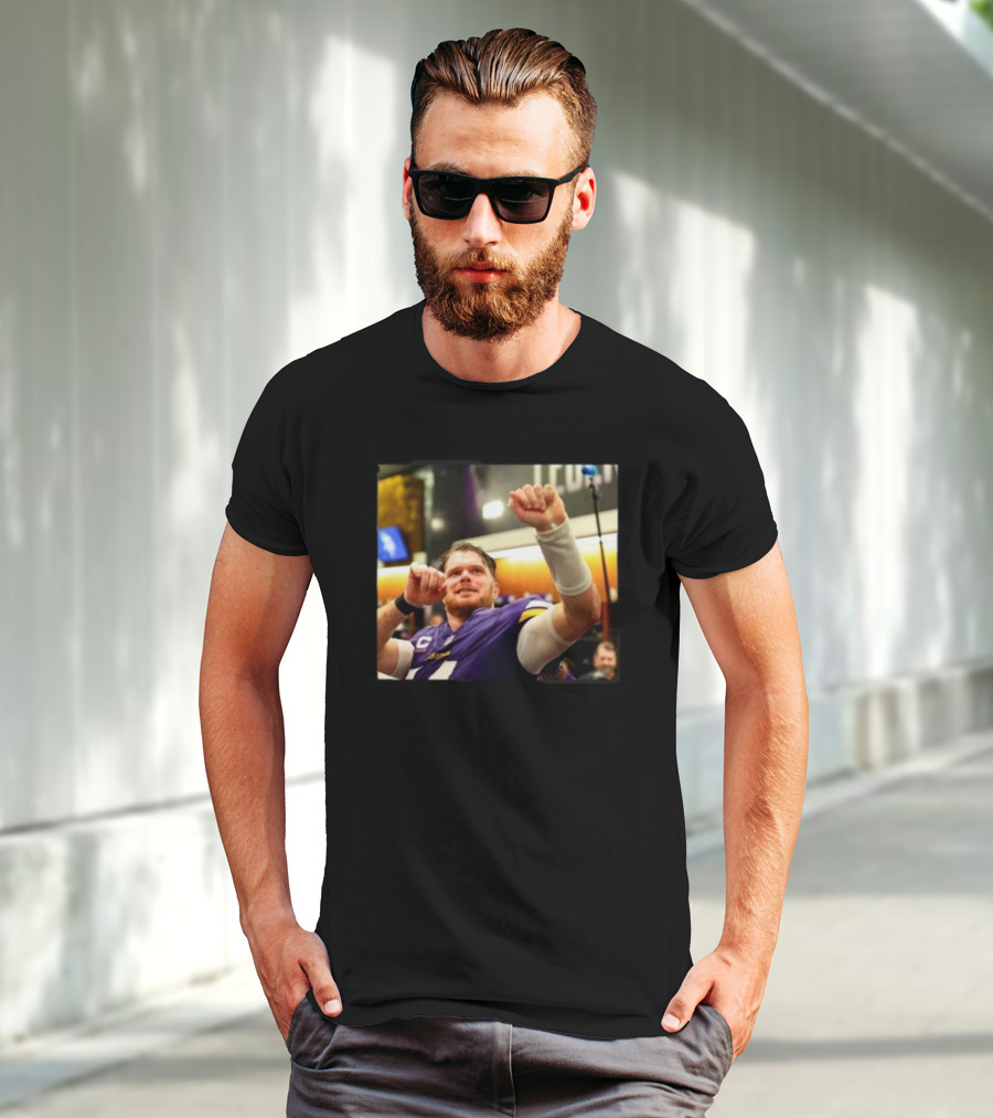 Minnesota Vikings Locker Room Celebration NFL Sam Darnold Insight T-Shirt