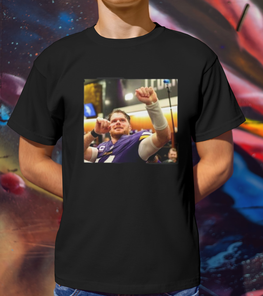 Minnesota Vikings Locker Room Celebration NFL Sam Darnold Insight T-Shirt
