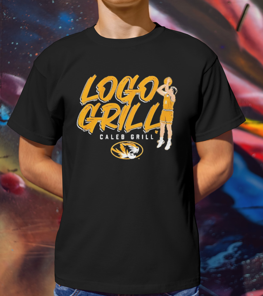 Logo Grill Caleb Grill Missouri Basketball Player Shooting Tiger Emblem T-Shirt