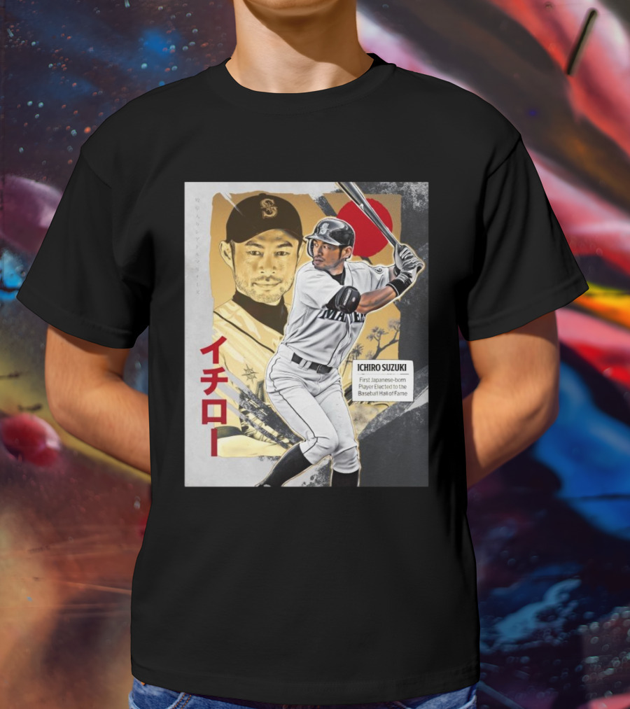 Ichiro Suzuki Seattle Mariners First Japanese-Born Player Elected To Baseball Hall Of Fame Red Sun T-Shirt