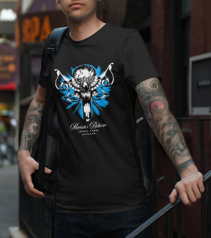 Monster Reborn Spell Card Hypland Blue Winged Design T-Shirt