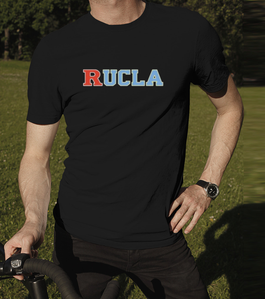 RUCLA Red Blue Varsity-Style Bold Text T-Shirt