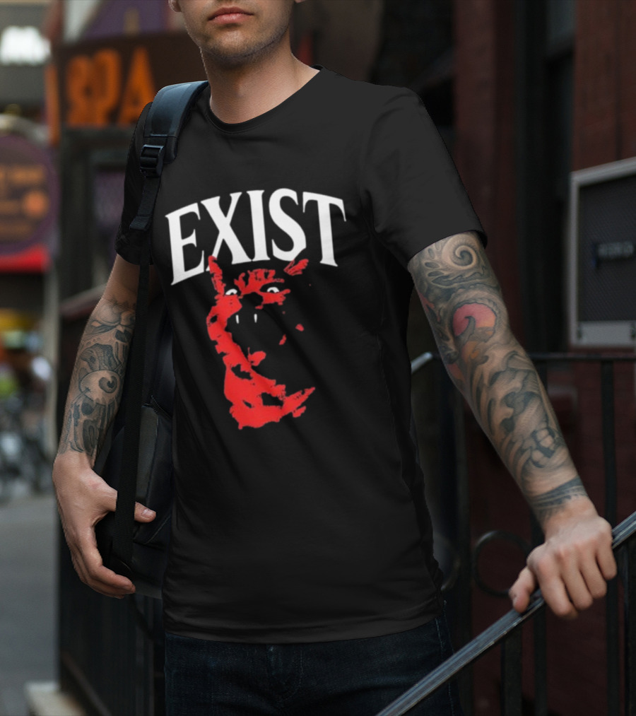 Mynameistuv Exist Red Cat Face T-Shirt