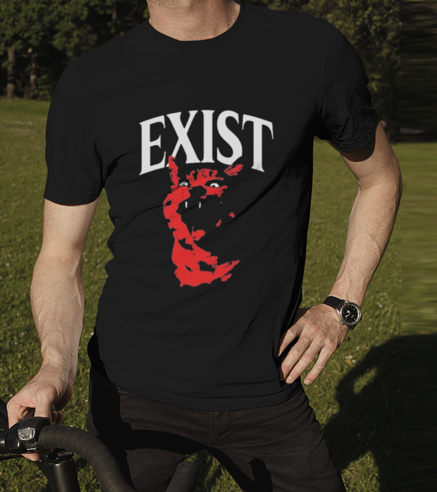 Mynameistuv Exist Red Cat Face T-Shirt