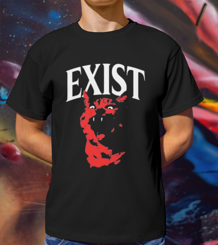 Mynameistuv Exist Red Cat Face T-Shirt