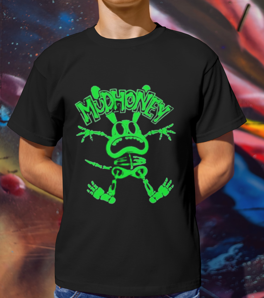 Mudhoney Foro Indie Rocks Mexico City Mar 30 2025 Glowing Green Cartoon Monster T-Shirt