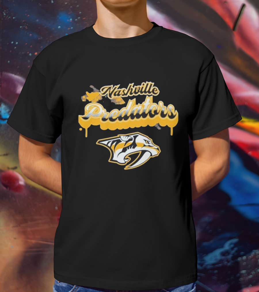 Nashville Predators Bubbly Script Ice Hockey Team Logo T-Shirt