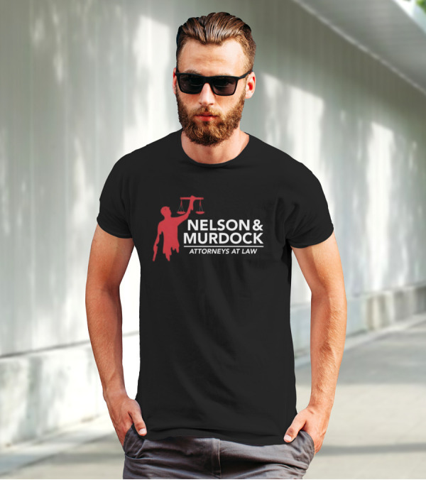 Nelson & Murdock Attorneys At Law Scales Of Justice Iconic Red Silhouette T-Shirt