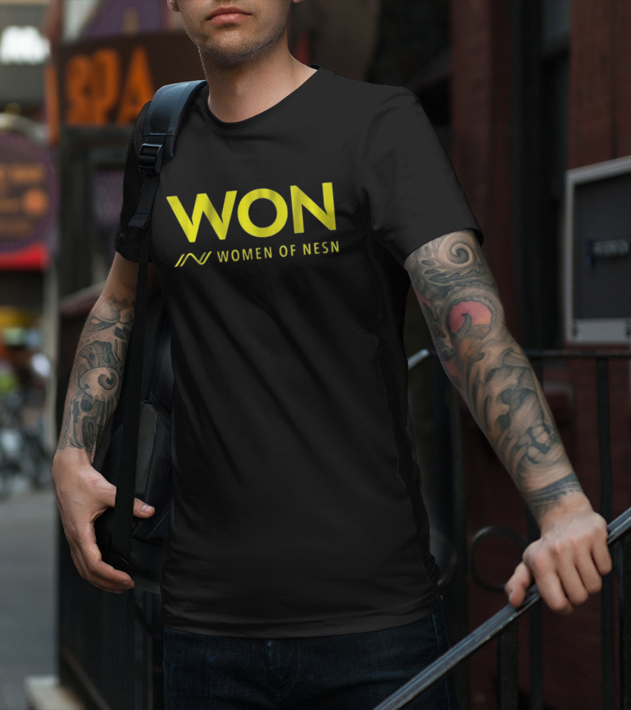WON Women Of NESN Yellow Text With Stylish Lines T-Shirt