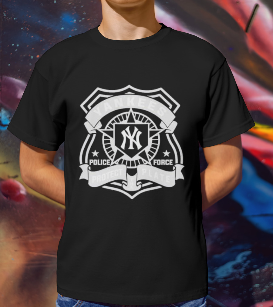 Yankees Police Force Protect Plate Badge Symbol T-Shirt