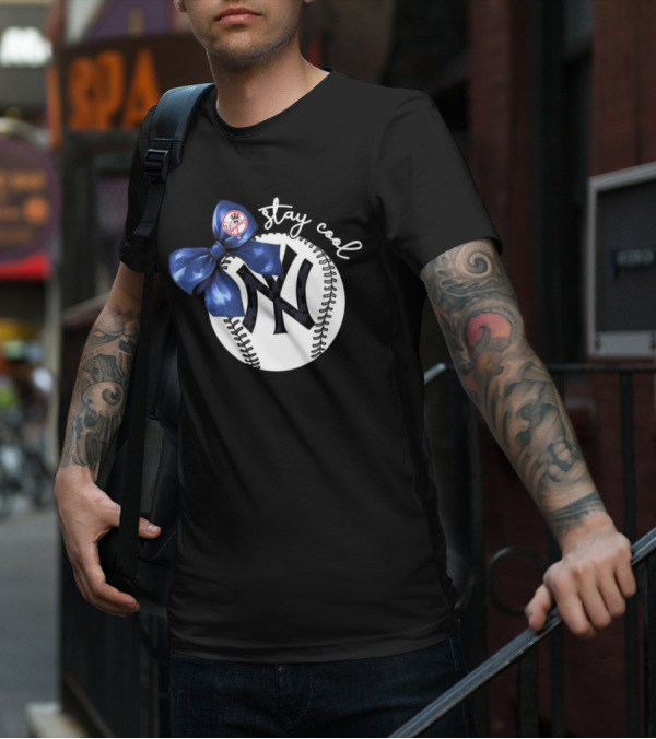 New York Yankees Stay Cool Bow Baseball Girls Fashion T-Shirt