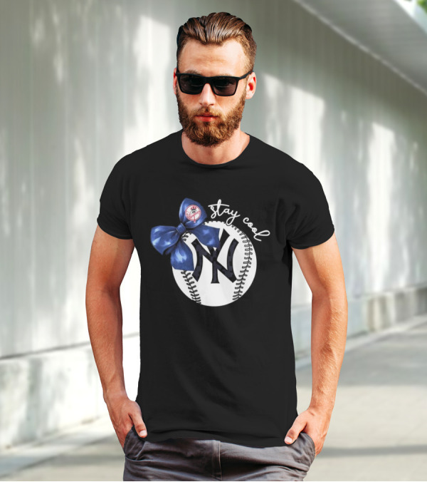 New York Yankees Stay Cool Bow Baseball Girls Fashion T-Shirt