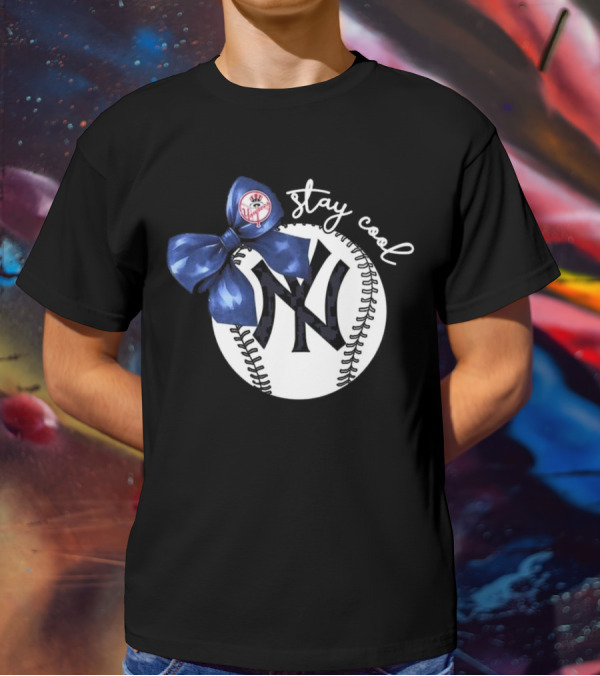 New York Yankees Stay Cool Bow Baseball Girls Fashion T-Shirt