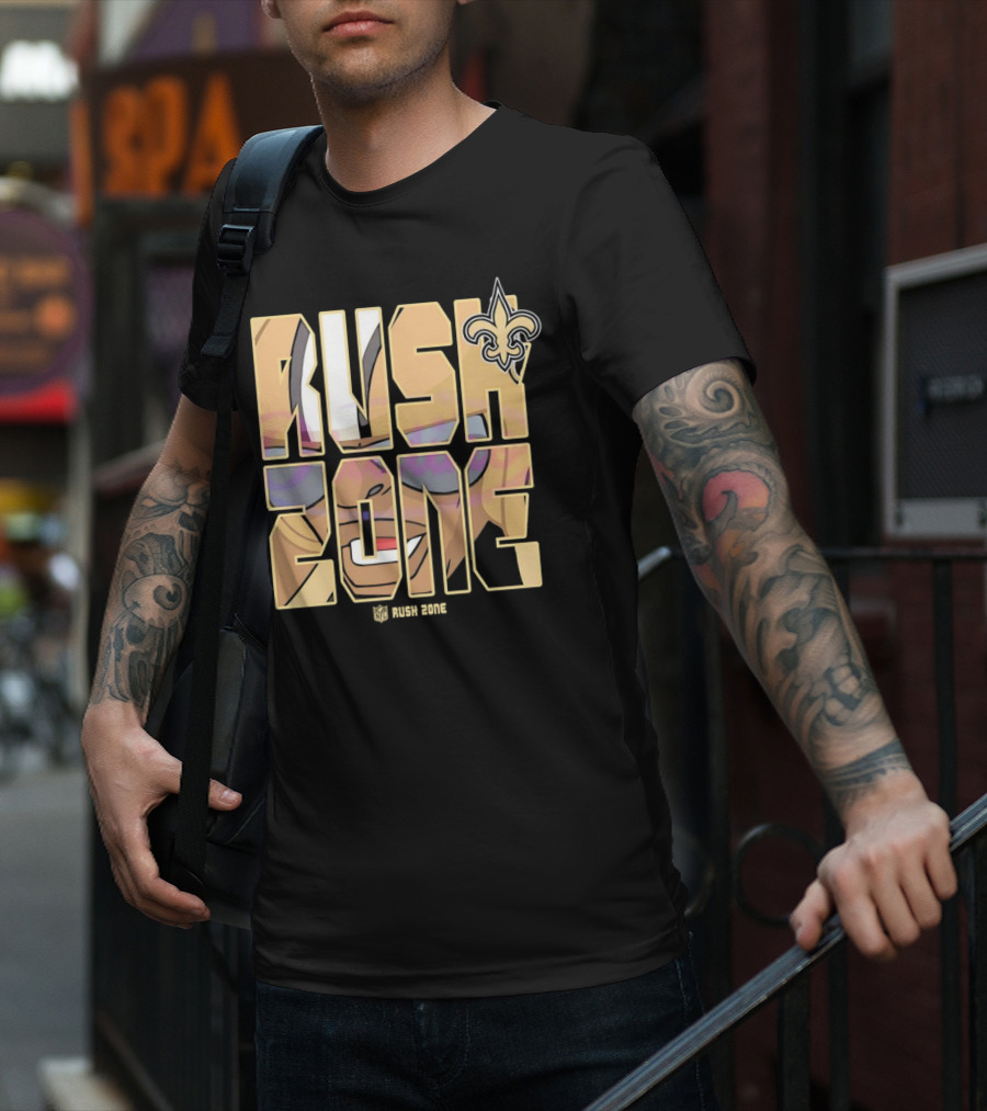 New Orleans Saints Rush Zone NFL Cartoon Fleur-de-Lis T-Shirt