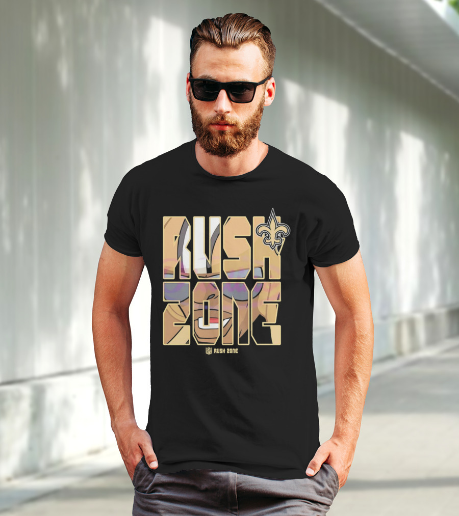 New Orleans Saints Rush Zone NFL Cartoon Fleur-de-Lis T-Shirt