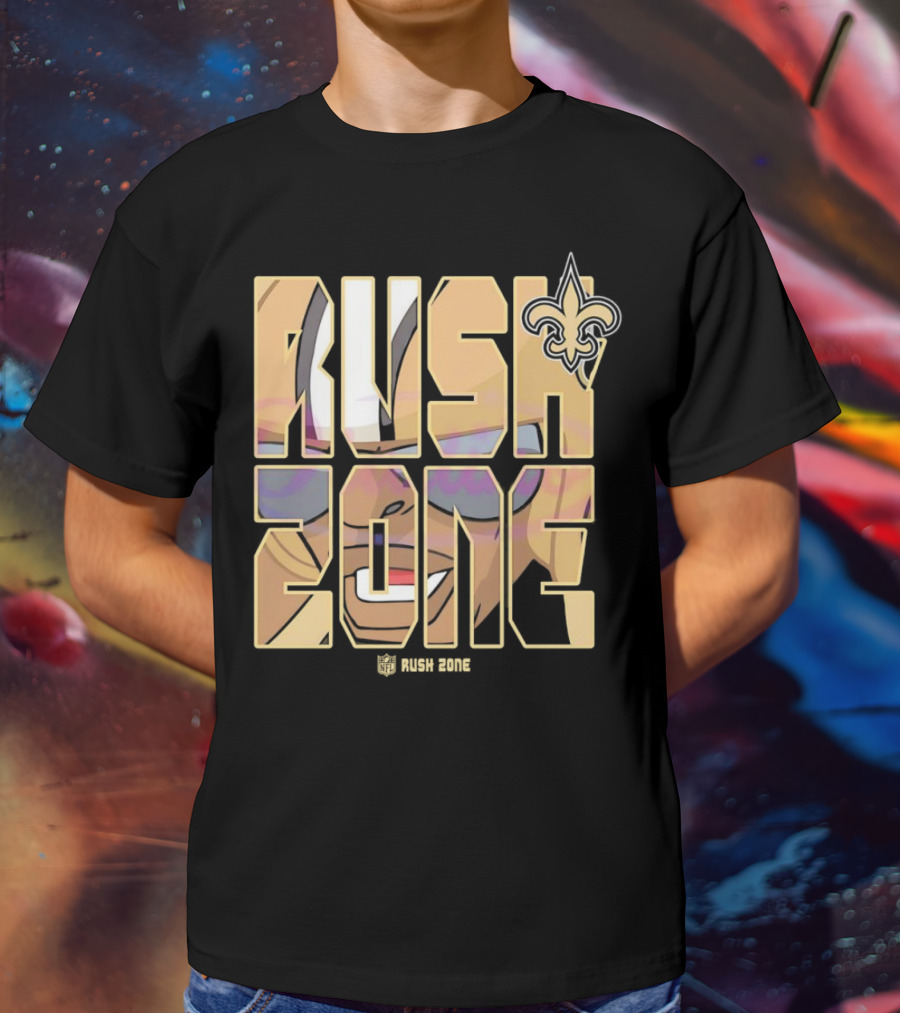 New Orleans Saints Rush Zone NFL Cartoon Fleur-de-Lis T-Shirt