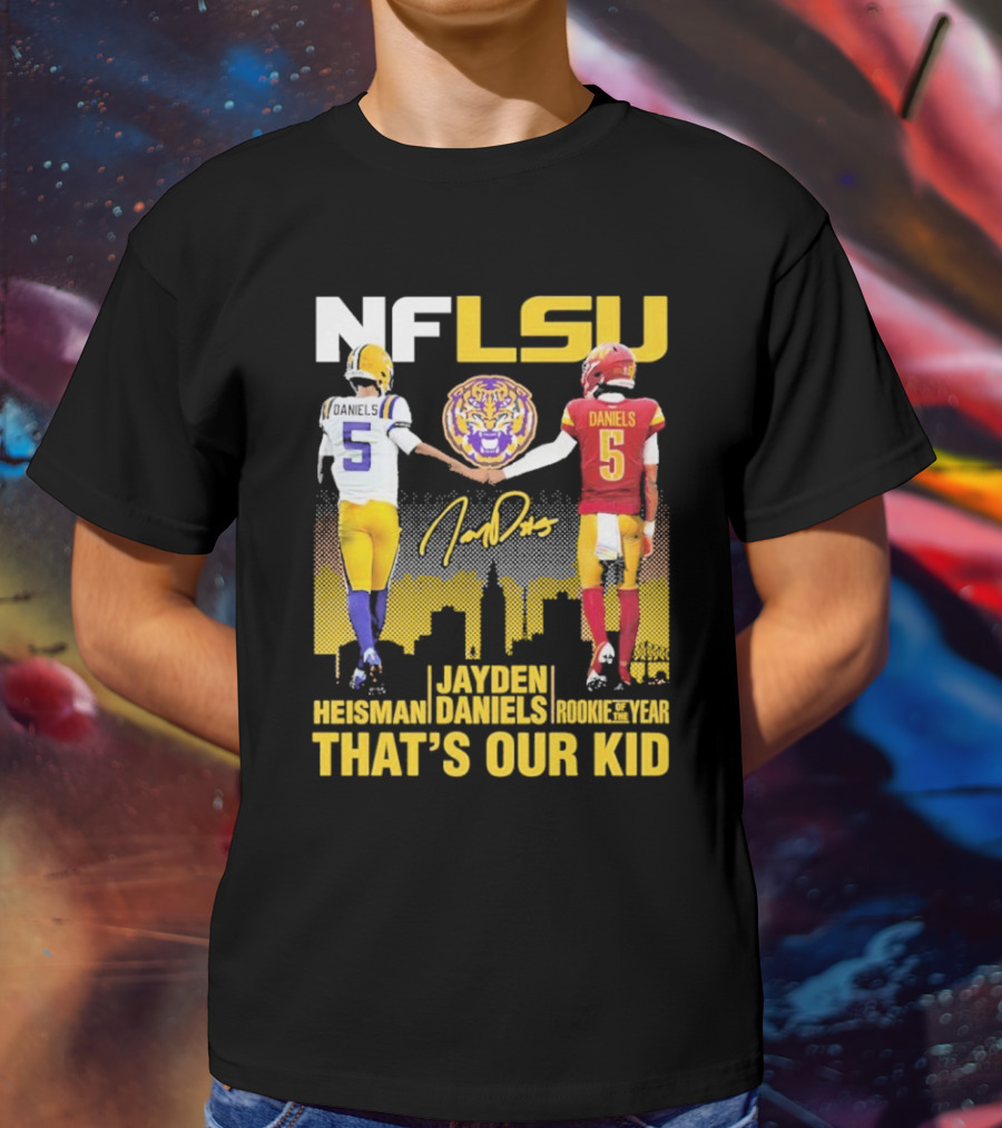 NFLSU Jayden Daniels That's Our Kid Quarterback Tiger Symbol T-Shirt