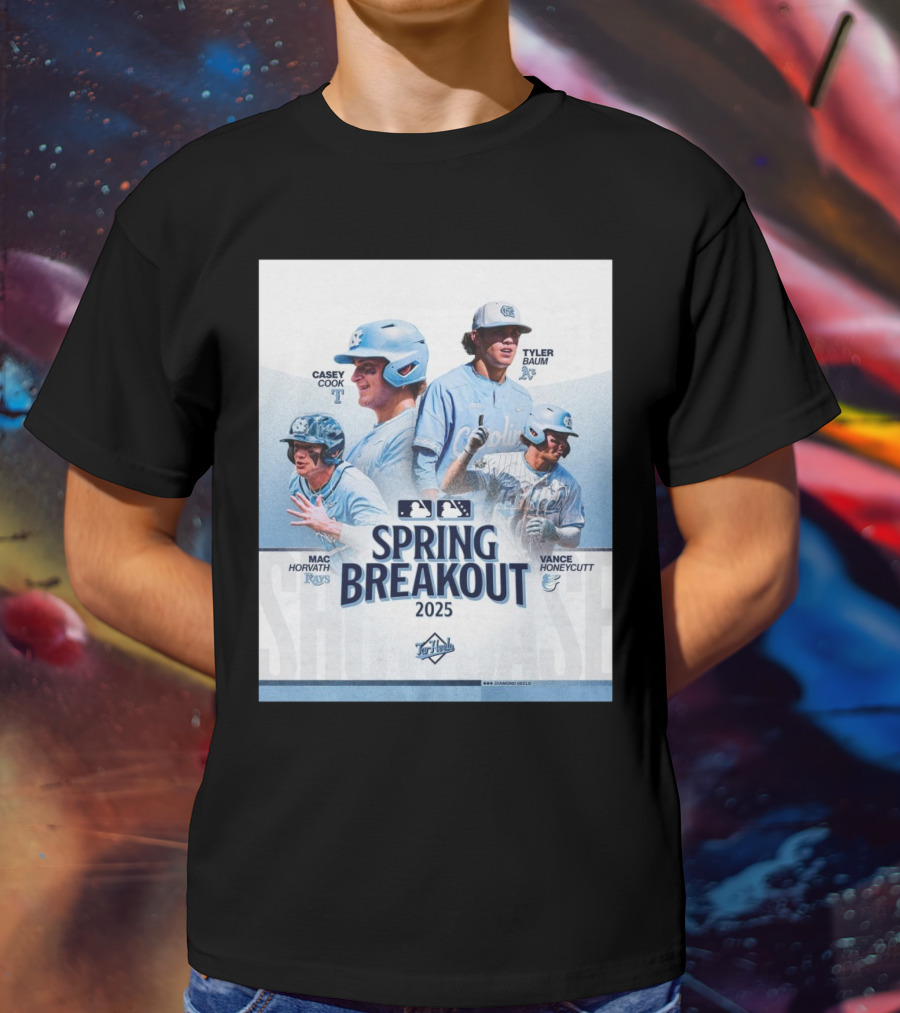 North Carolina Tar Heels Baseball Spring Breakout 2025 Casey Cook Tyler Baum Mac Horvath Vance Honeycutt MLB T-Shirt