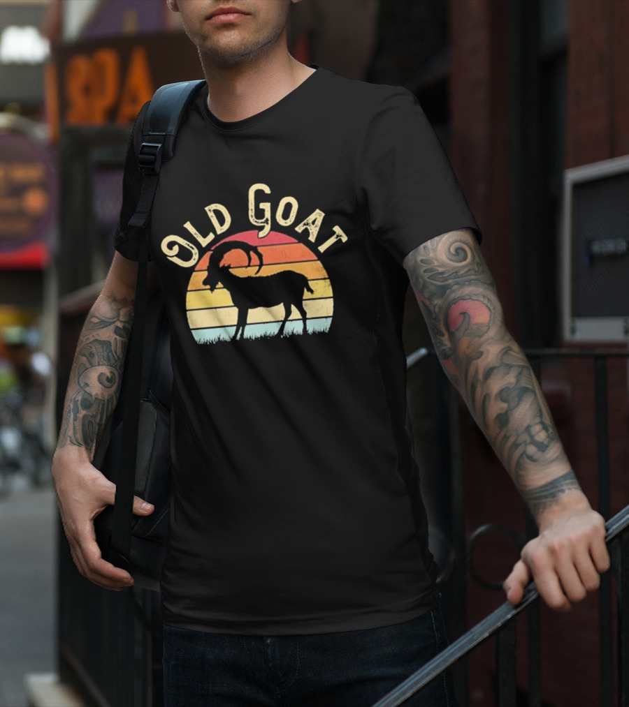 Old Goat Vintage Sunset Silhouette Retro Style T-Shirt
