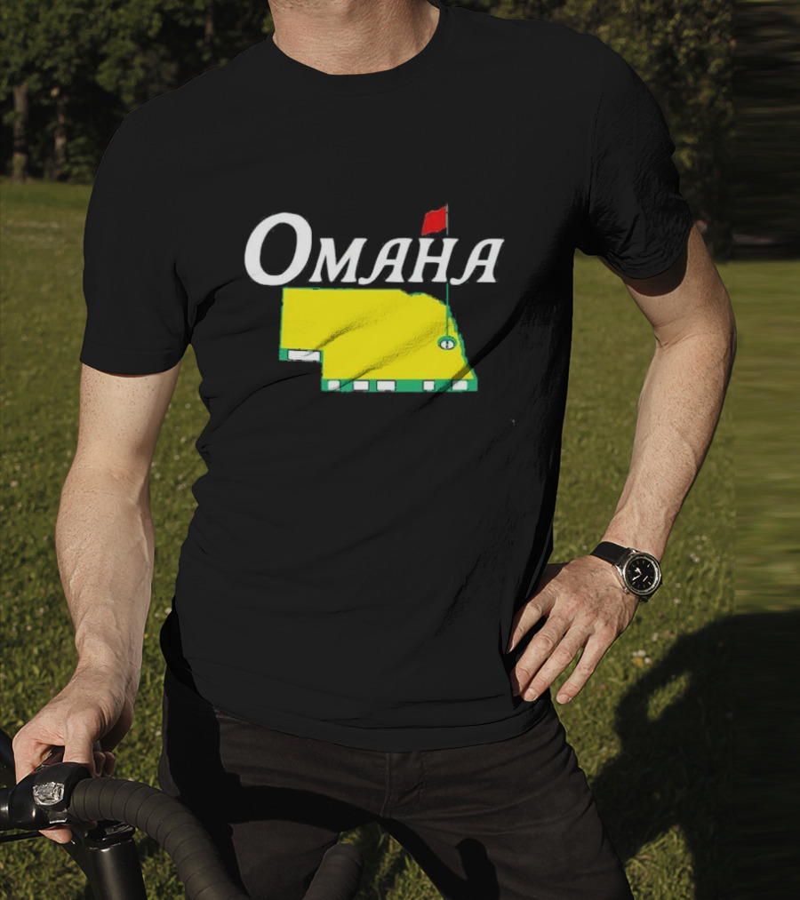 Omaha Nebraska Masters Golf State Map With Pin Flag T-Shirt