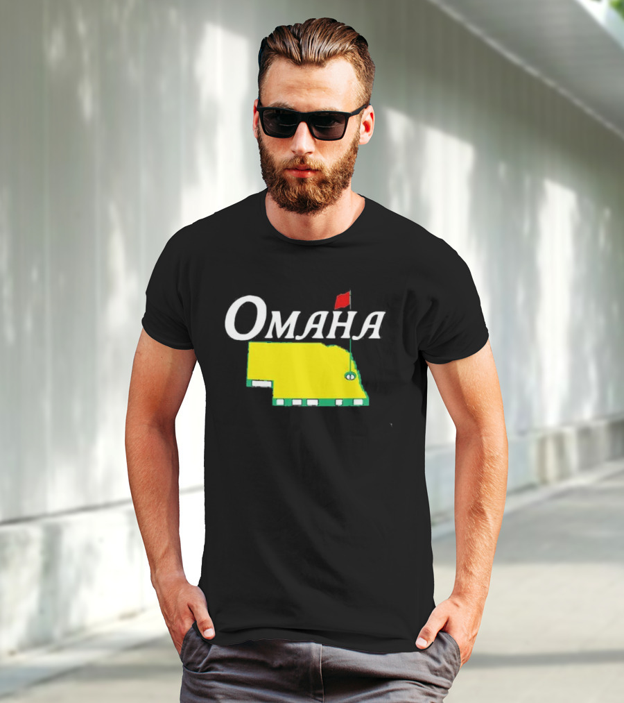 Omaha Nebraska Masters Golf State Map With Pin Flag T-Shirt