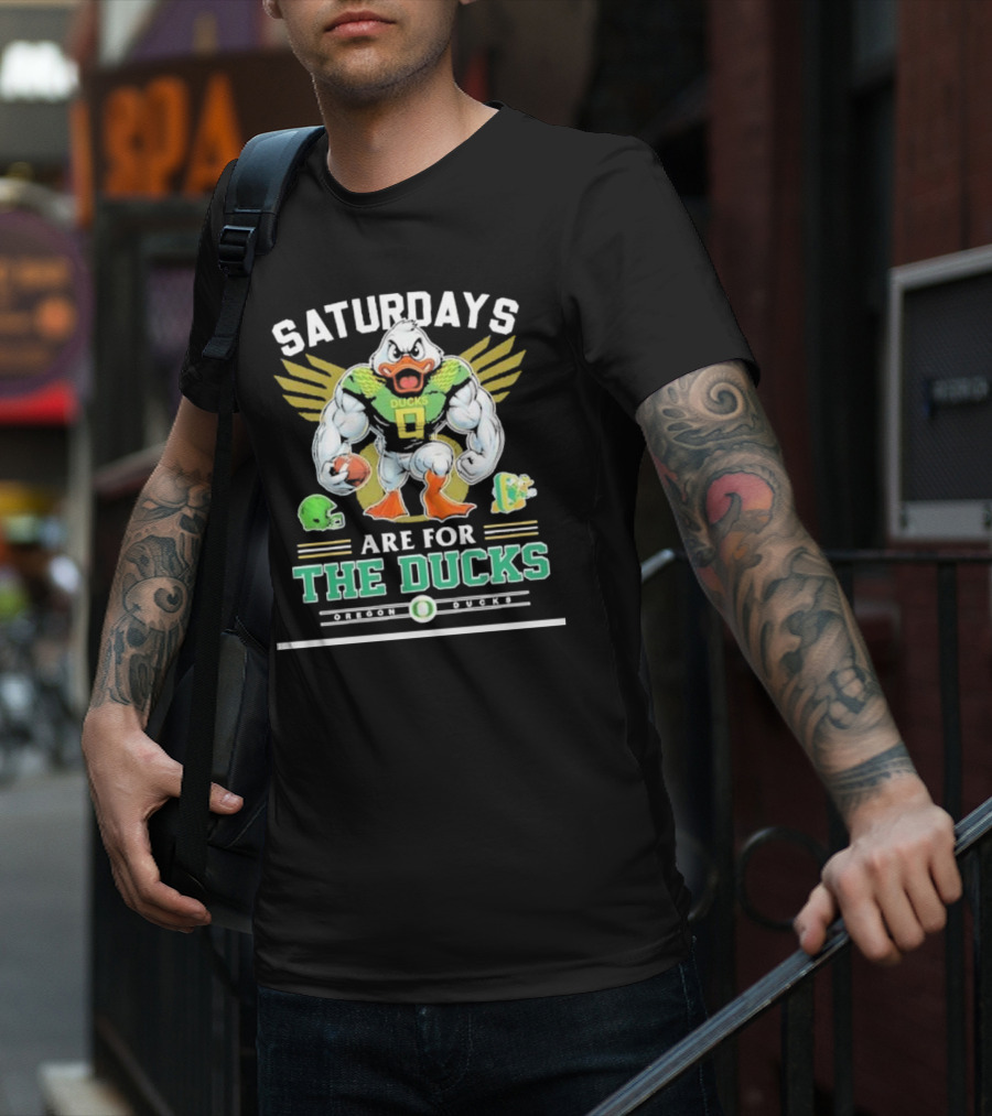 SATURDAYS ARE FOR THE DUCKS Mascot Football Helmets Play T-Shirt