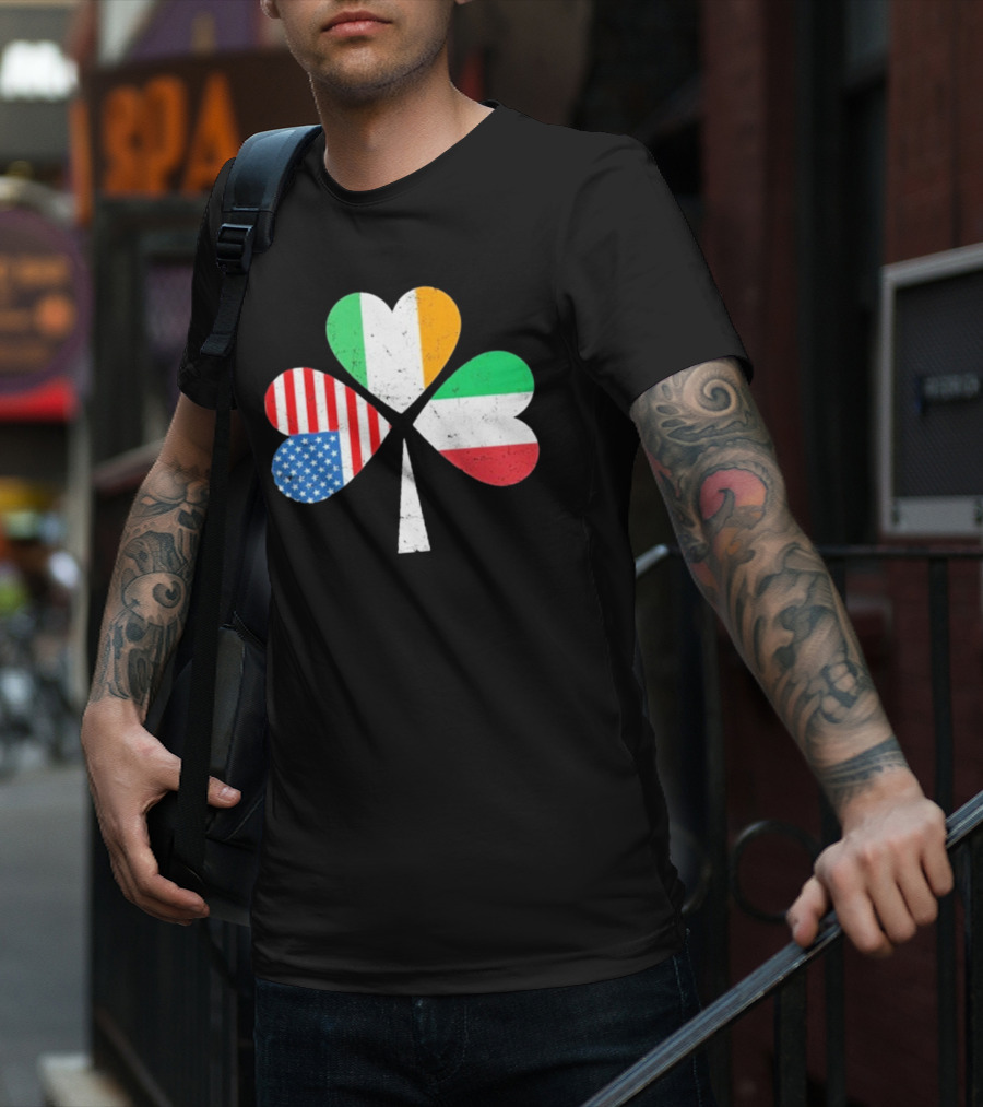 PatrickS Day Clover Ireland USA Italy Flag Trio T-Shirt