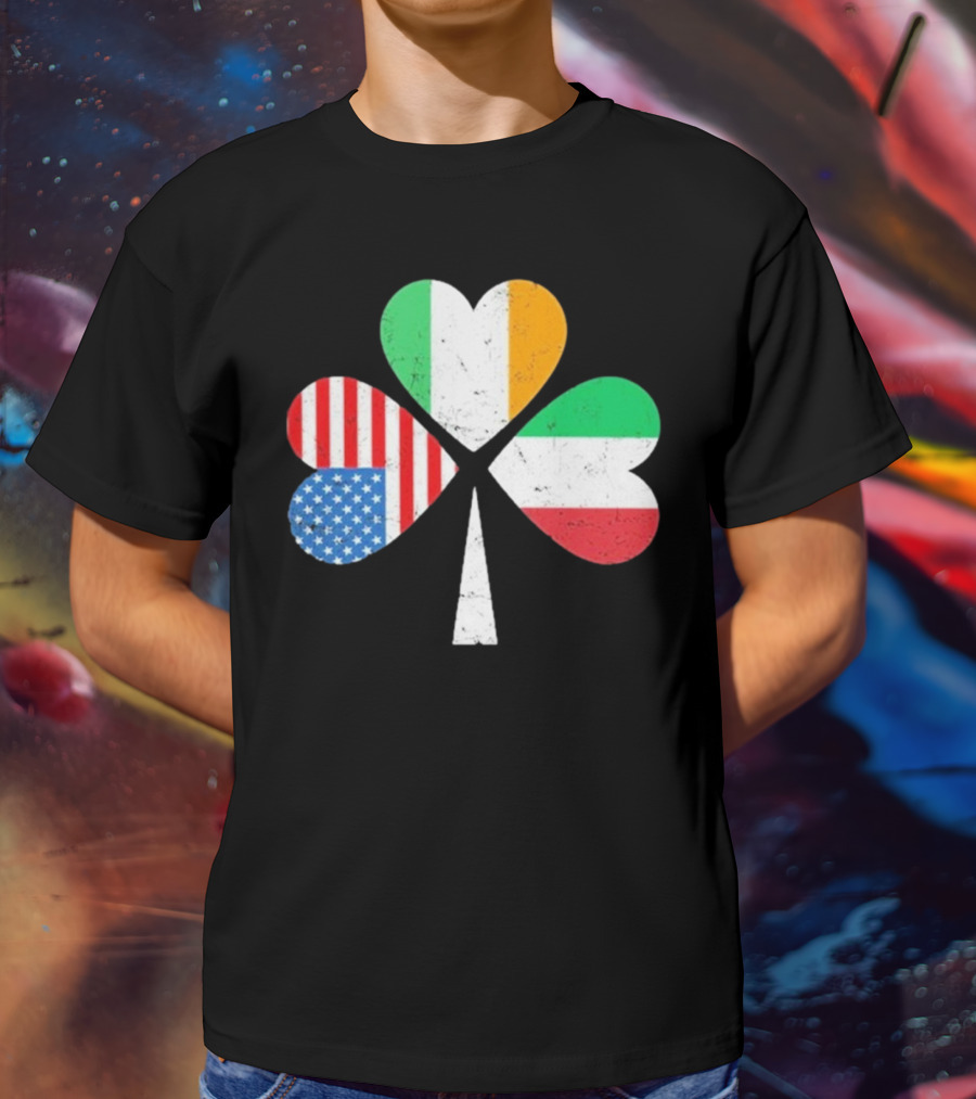PatrickS Day Clover Ireland USA Italy Flag Trio T-Shirt