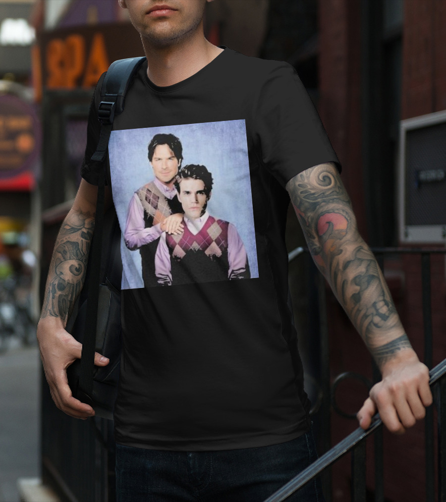 Paul Wesley Ian Somerhalder Argyle Sweater Parody T-Shirt