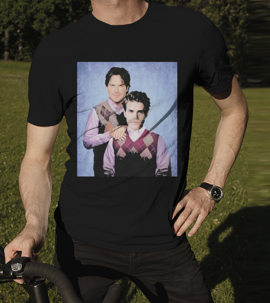 Paul Wesley Ian Somerhalder Argyle Sweater Parody T-Shirt
