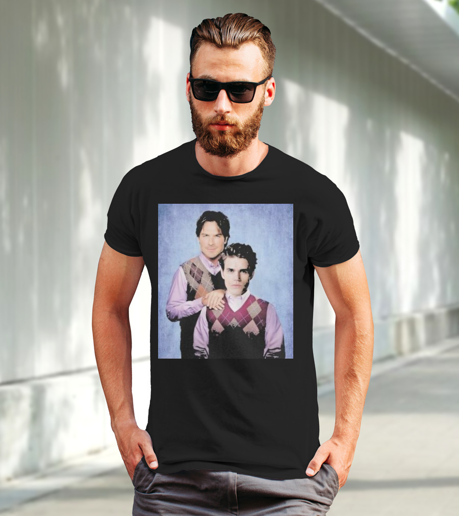 Paul Wesley Ian Somerhalder Argyle Sweater Parody T-Shirt
