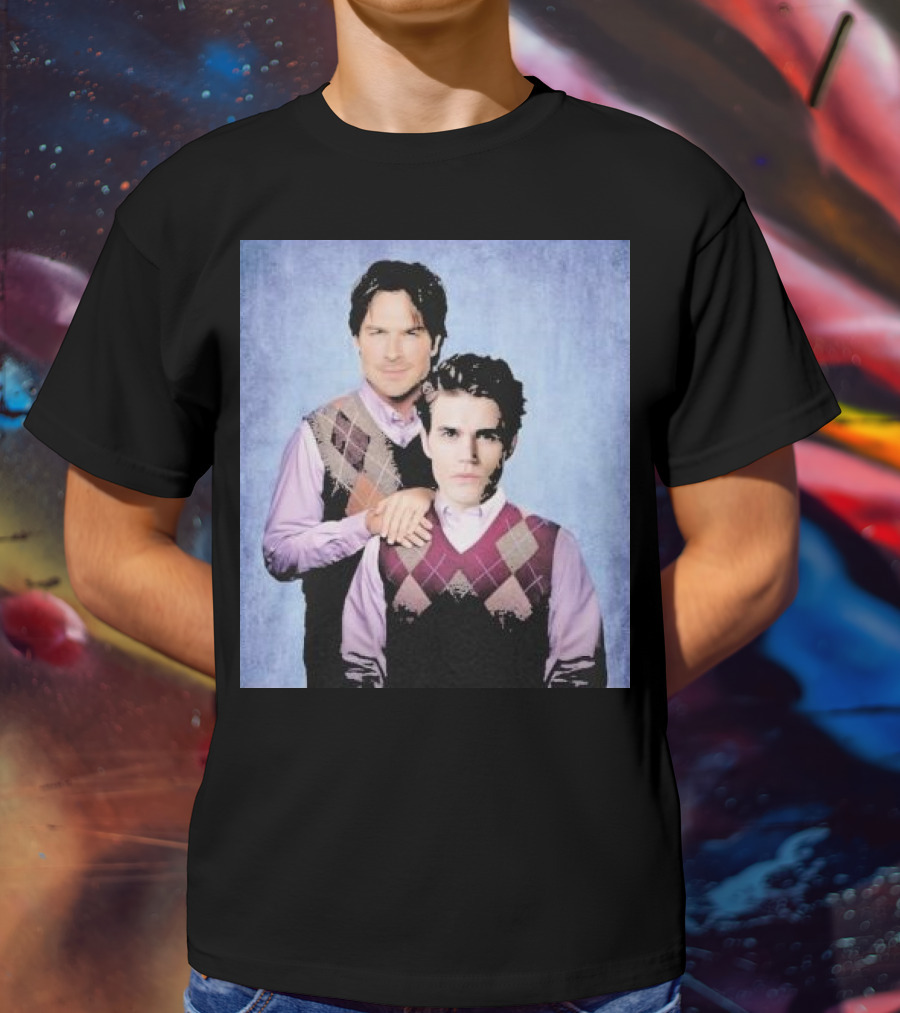 Paul Wesley Ian Somerhalder Argyle Sweater Parody T-Shirt