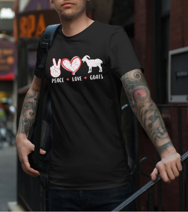 Peace Love Goats Hand Sign Heart Farm Animal T-Shirt