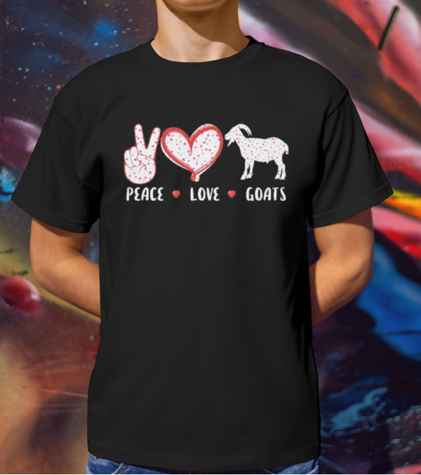 Peace Love Goats Hand Sign Heart Farm Animal T-Shirt