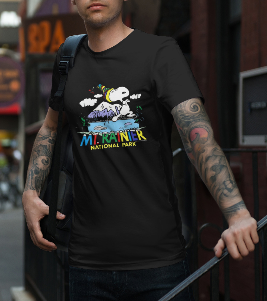 Peanuts Snoopy Mt. Rainier National Park Colorful Adventure T-Shirt