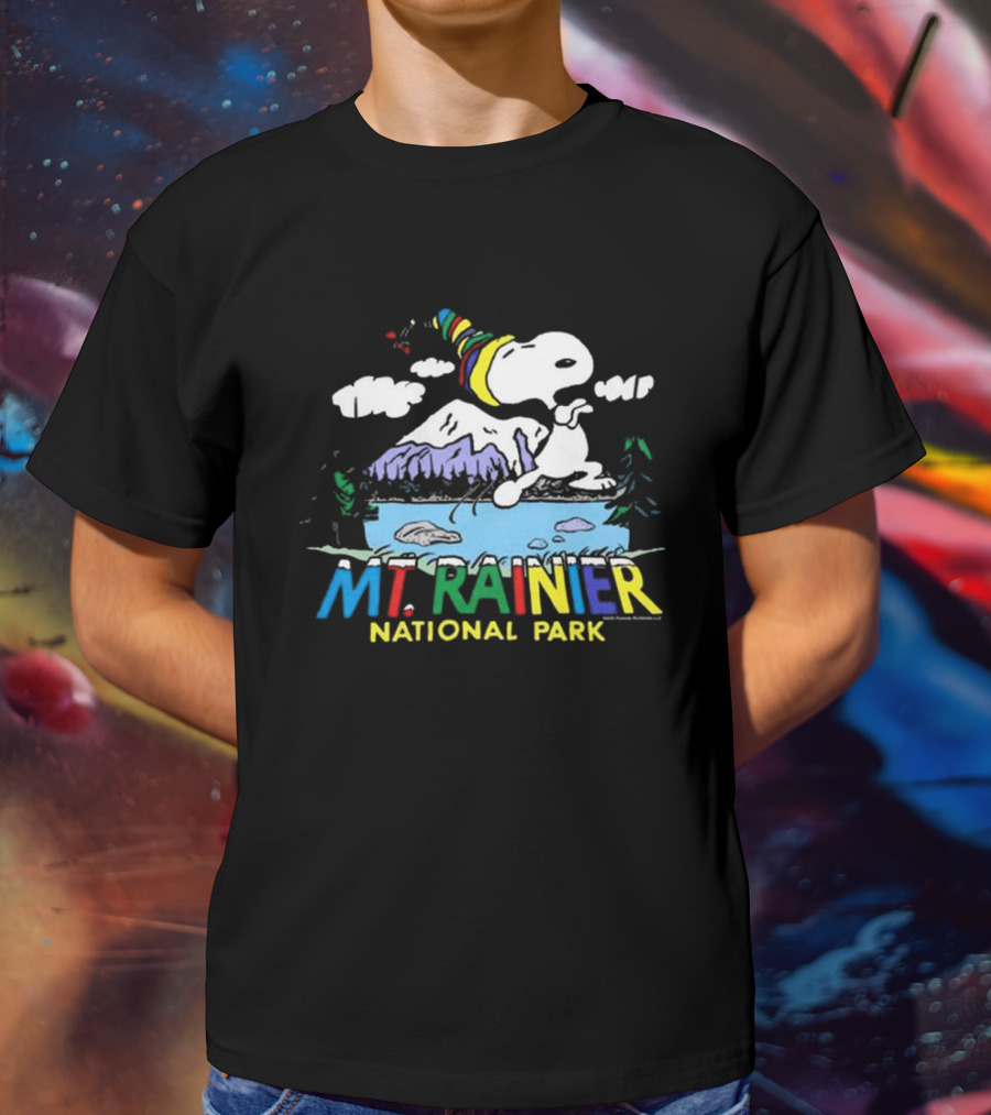 Peanuts Snoopy Mt. Rainier National Park Colorful Adventure T-Shirt