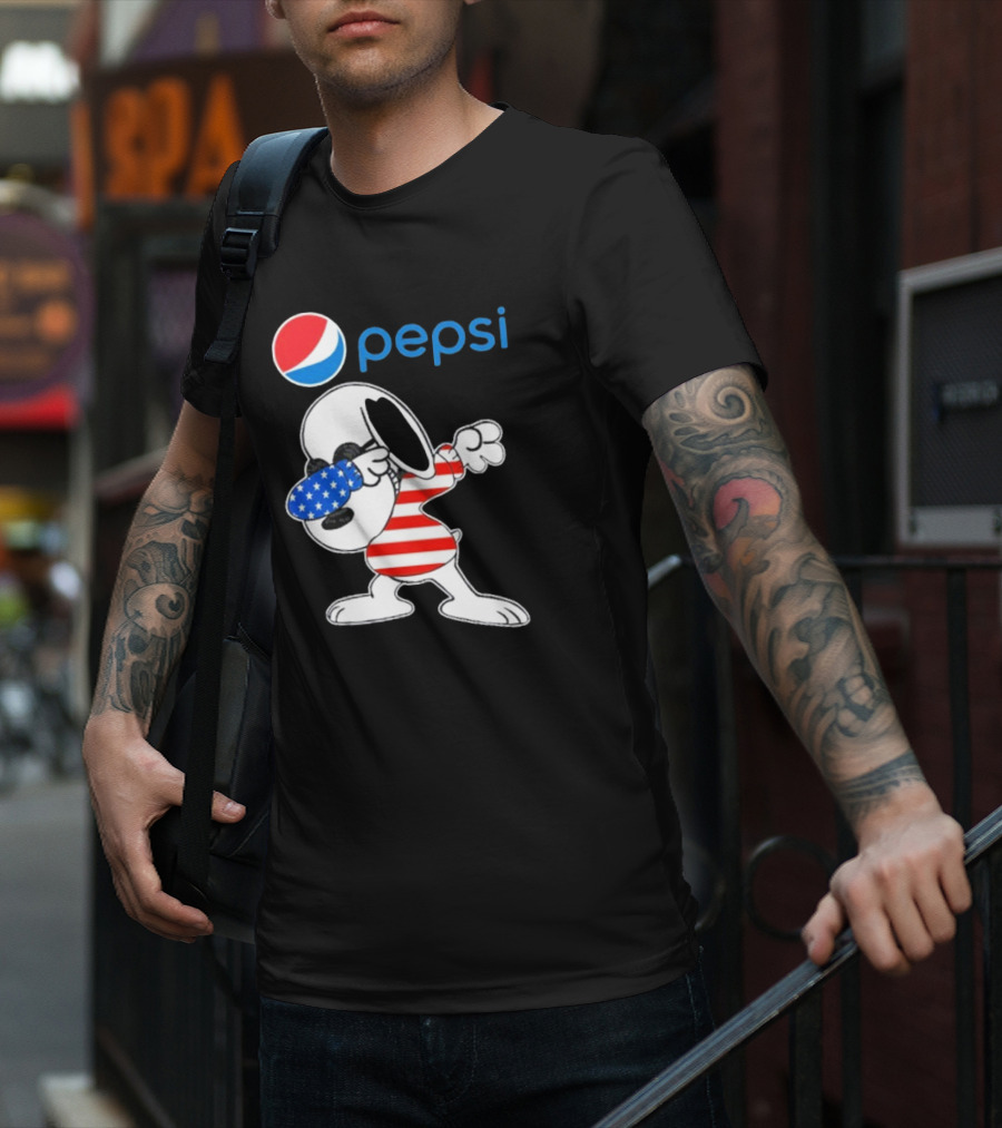 Pepsi Snoopy Dabbing American Flag USA T-Shirt
