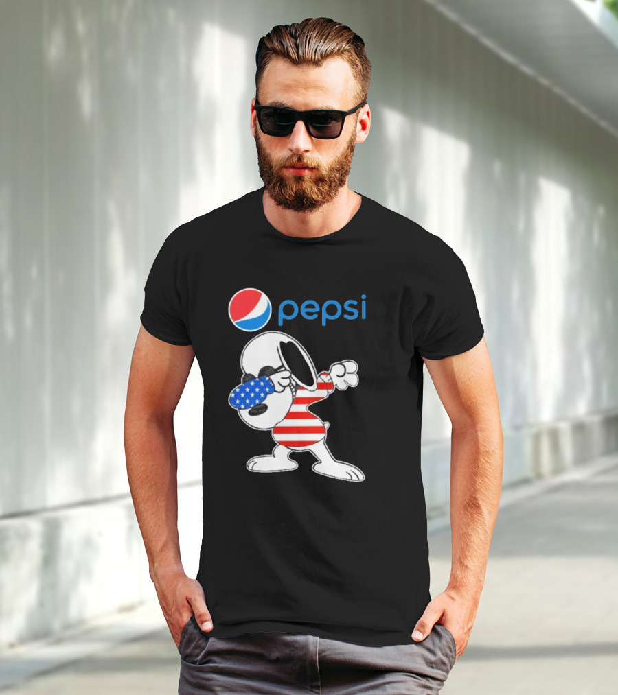 Pepsi Snoopy Dabbing American Flag USA T-Shirt