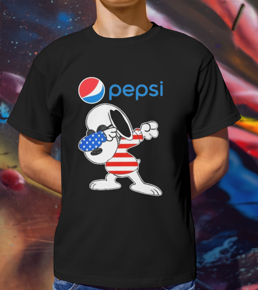 Pepsi Snoopy Dabbing American Flag USA T-Shirt